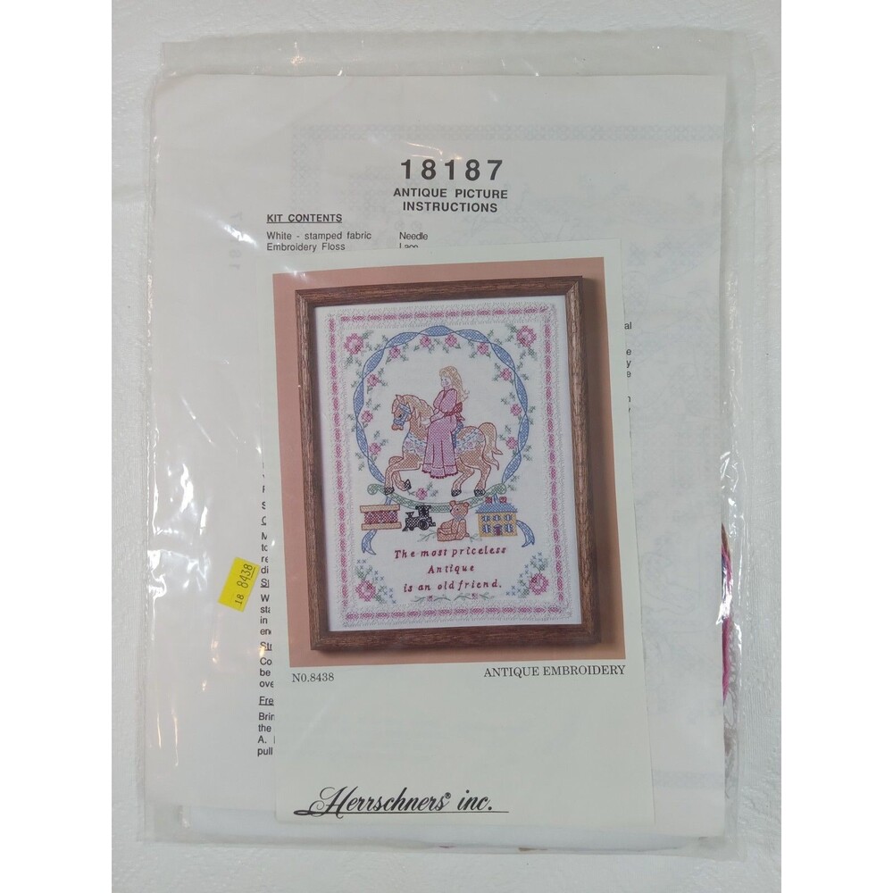 Herrschners Inc. Antique Embroidery Kit 8438 Friend Girl Horse Antique Picture